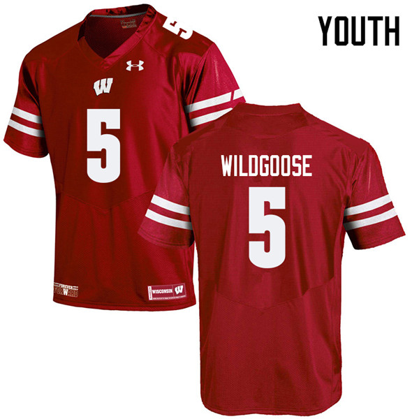 Youth #5 Rachad Wildgoose Wisconsin Badgers College Football Jerseys Sale-Red